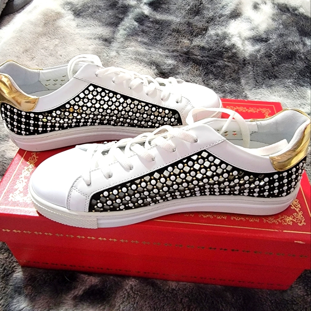 Rene Caovilla Black & White Pearl Sneakers